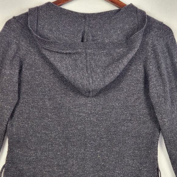 BCBGMAXAZRIA Hooded Cardigan Sweater Women M Gray Wool Cashmere Angora - Picture 7 of 13